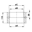 Ø 200 mm - Anschlussübergang Einwandig - Doppelwandig mit Wandfutter