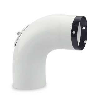 Ø 100 mm Ofenrohr Bogen glatt 90° mit Reinigungsöffnung emailliert Weiß