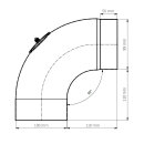Ø 100 mm Ofenrohr Bogen glatt 90° mit Reinigungsöffnung emailliert Weiß