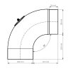 Ø 100 mm Ofenrohr Bogen glatt 90° mit Reinigungsöffnung emailliert Weiß