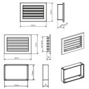 Lüftungsgitter mit festen Lamellen Schwarz 200 x 145 mm