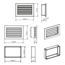 Lüftungsgitter mit festen Lamellen Schwarz 450 x 170 mm