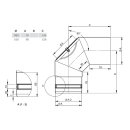 Ø 100 mm Pelletofenrohr 90° Bogen mit Reinigungstür dreiteilig Grau