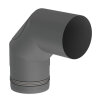 Ø 100 mm Pelletofenrohr 90° Bogen mit Reinigungstür dreiteilig Grau