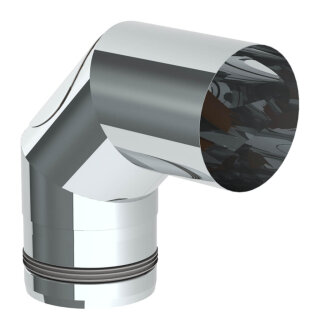 Ø 100 mm Pelletofenrohr 90° Bogen mit Reinigungstür dreiteilig Edelstahl