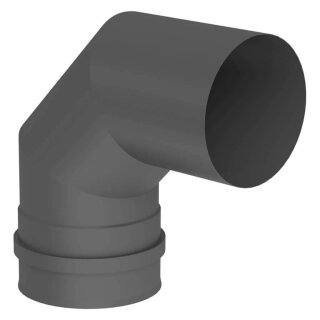 Ø 80 mm Pelletofenrohr 90° Bogen mit Kesselanschluss und Muffe Grau