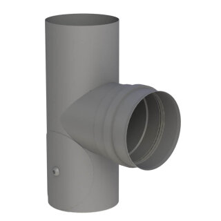 Ø 80 mm Pelletofenrohr T-Stück 90° mit Revisionsöffnung und Muffe Grau